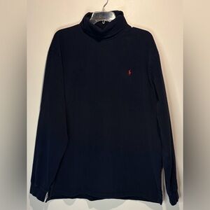 Polo Ralph Lauren Vintage Turtleneck Navy Blue Red Logo Long Sleeve- Size XL